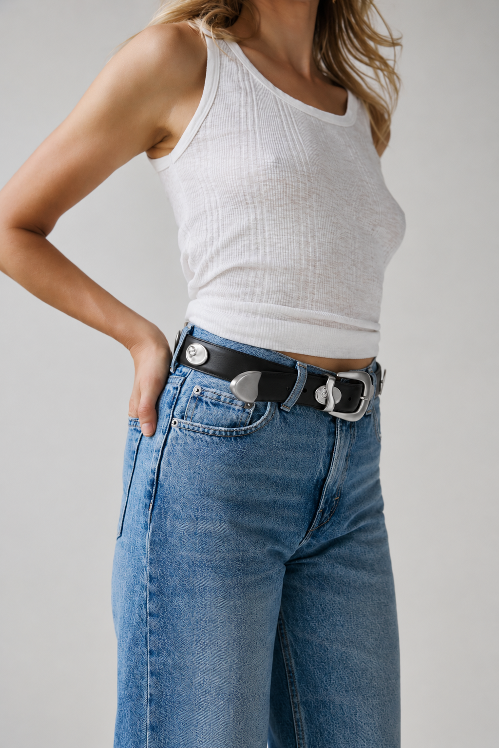 Huberta Belt Silver Black